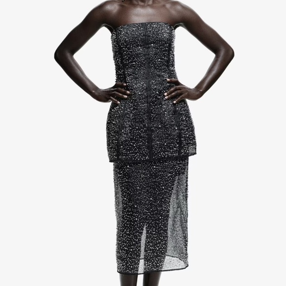 NWT H&M Limited edition Holiday 2024 collection Women Embellished Organza skirt - Picture 2 of 9